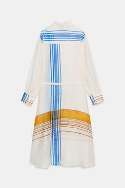 VESTIDO CAMISERO RAMIO 100% ZW COLLECTION / Multicolor - Zara фото 4