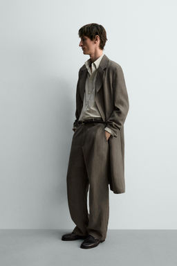 PANTAL?N STRAIGHT FIT 100% LINO LIMITED EDITION / Verde gris - Zara фото 4