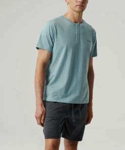 ATLANTIC NMP-386 Пижама мужская Moon голубой + графитовый ATLANTIC NMP-386 Пижама мужская Moon голубой + графитовый