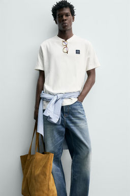 CAMISETA ESTAMPADO CONTRASTE / Beige claro - Zara фото 6