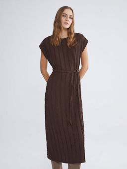 Bisiklet Yaka ?izgili Elbise