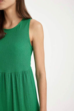 Платье миди без рукавов с круглым вырезом и запахом - Defacto фото 5