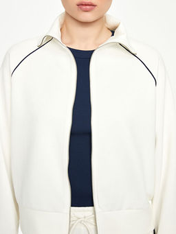 Dik Yaka Oversize Kad?n Fermuarl? Sweatshirt