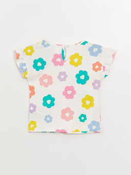 Bisiklet Yaka ?i?ek Desenli K?z Bebek Ti??rt - Waikiki фото 3