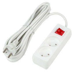 S-CU2-5B WHITE Удлинитель серии Ultra, шнур 5м., 2 гнезда, 10A, б/з. Белый. TM Uniel