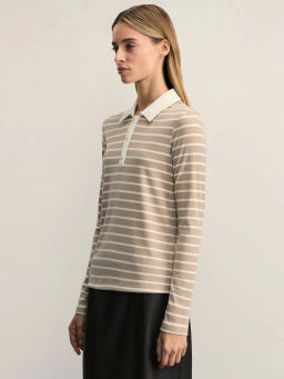 Лонгслив с отложным воротником в полоску / Zarina  фото 4