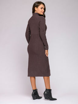 Платье трикотажное коричневое длины миди - 1001dress фото 4