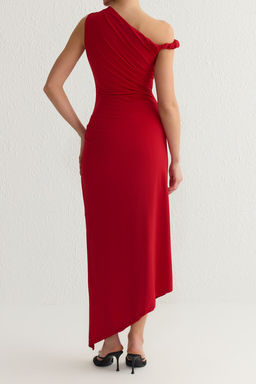 TRENDYOLMILLA Siyah Asimetrik Yaka Orme Elbise TPRSS25EL00102 фото 10