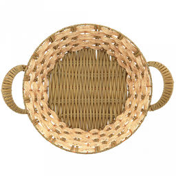 Корзина-сухарница плетеная Береста д29см h7,5см, полипропилен, ванильный, с ручками, металлический каркас, форма круглая (Китай) - Домашняя мода фото 3