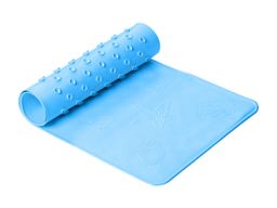 Антискользящий резиновый коврик для ванны синий 34х74 см