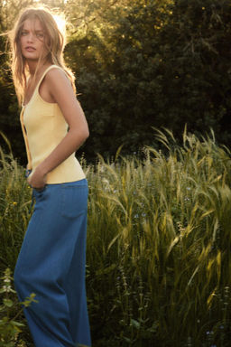 PYJAMA-STYLE DENIM TROUSERS - Zara фото 11