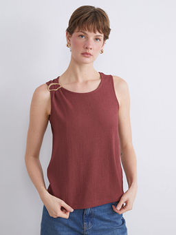 Bisiklet Yaka Dokulu Bluz