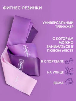 Набор фитнес-резинок Bonimed by ZL, 3 шт