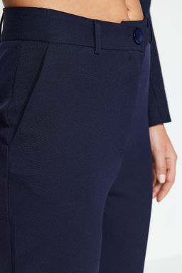 Lacivert Basic Cigarette Dar Paca Dokuma Kumas Pantolon TWOSS19ST0038