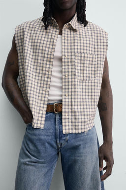 Рубашка Tank Boxy Fit клетчатая бежевого цвета