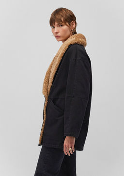 Suni Kurk Detayl? Antrasit Denim Ceket - Mavi фото 5