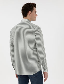 Haki Regular Fit _izgili Uzun Kollu G_mlek - Pierre cardin фото 5