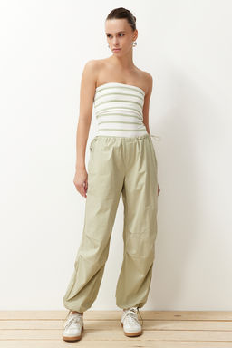 Yesil Cizgili Straplez Fitilli Esnek Orme Bluz TWOSS24BZ00475 - Trendyolmilla фото 2