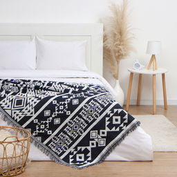 Плед с бахромой «Этель. Этника», 130×180 см, серый