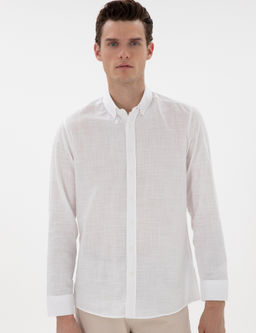 Рубашка Slim Fit белая льняная