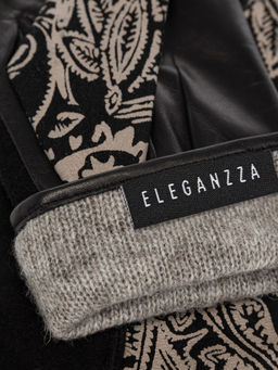 Перчатки женские ш+каш. IS00159 black/l.taupe - Eleganzza фото 4