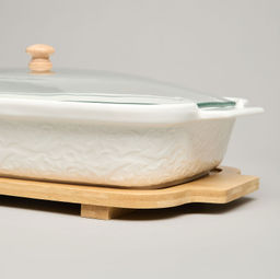 БЛЮДО ДЛЯ ВЫПЕКАНИЯ И СЕРВИРОВКИ LEFARD MUSE СО СТЕКЛ.КРЫШКОЙ НА ДЕР.ПОДСТАВКЕ 34,5*21*11СМ 1400МЛ  фото 7