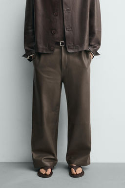 PANTAL?N BALLOON FIT PIEL / Marr?n - Zara фото 2