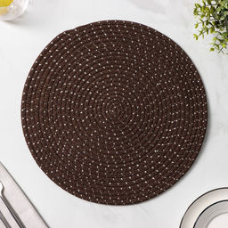 Салфетка сервировочная на стол Доляна Блеск, d=38 см, хлопок, цвет коричневый фото 2