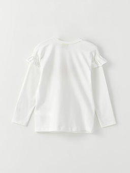 Bisiklet Yaka Bask?l? Uzun Kollu K?z ?ocuk Ti??rt - Waikiki фото 2