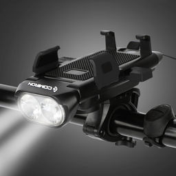 Фонарь передний COMIRON TOPHOLD ABS IPX5 2*T6 LED 500lm 3000mAh USB индикатор заряда POWER BANK 3 режима сигнал 130Дб крепление смартфона /уп 10/60/ - Галеонтрейд фото 5