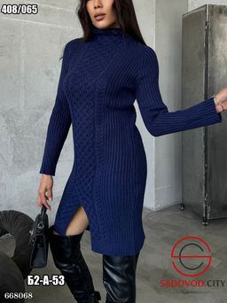 Вязанное женское платье с разрезом - Bruno фото 4