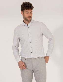 Antrasit Slim Fit Uzun Kollu G_mlek