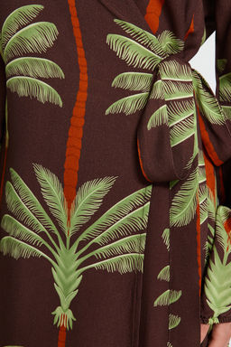 Tropikal Desenli Maxi Dokuma Plaj Kimono&Kaftan TBESS23KM00053 - Trendyolmilla фото 5