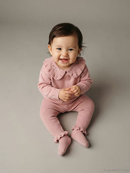 Bebe Yaka K?z Bebek Triko Sweatshirt ve Tayt 2li