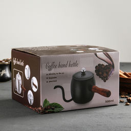 Турка, 500 мл, деревянная ручка, металл, чёрная