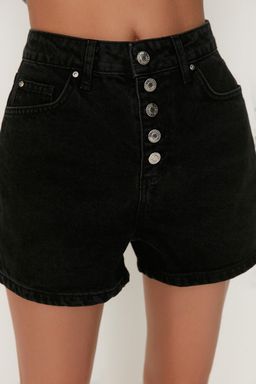 TRENDYOLMILLA Koyu Mavi Onden Dugmeli Yuksek Bel Denim Sort TWOSS22SR00112  фото 4