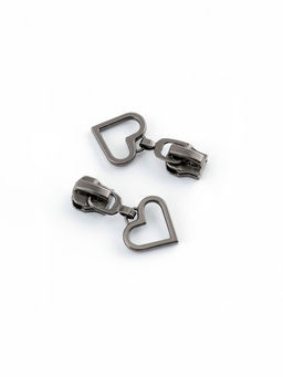 Бегунок для металлической молнии, №5, «Сердце», 10 шт., цвет чёрный никель