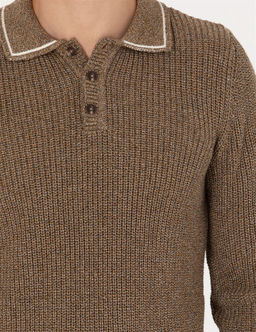 Kahverengi Slim Fit D__meli Polo Yaka Triko Kazak - Pierre cardin фото 7