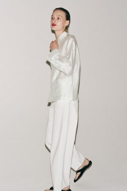 CAMISA SATINADA ALAMARES ZW COLLECTION / Blanco