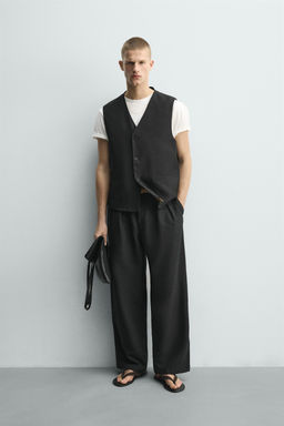 CHALECO LINO - LANA / Negro