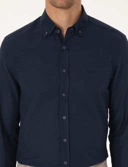 Lacivert Slim Fit Uzun Kollu G_mlek