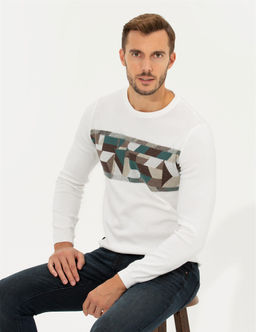 Ekru Slim Fit Bisiklet Yaka Triko Kazak - Pierre cardin фото 3
