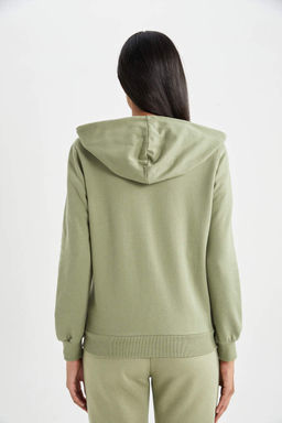 Базовая толстовка на молнии с капюшоном обычного кроя - Defacto фото 7