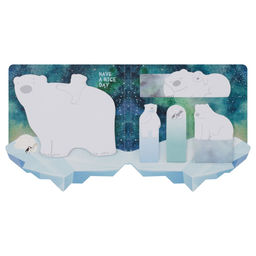 Закладки + блок самоклеящ. MESHU "Polar Bears" (MS_64890) с дизайном, 45*15мм, 30*45мм, 70*21мм, 64*77мм, 20л.