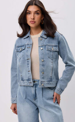 Джинсовая куртка Fine Joyce F312-1237 светло-синяя хлопковая