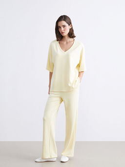 V Yaka Nak??l? Oversize Kad?n Ti??rt