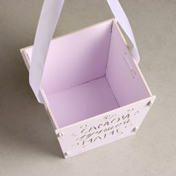 Кашпо деревянное Самой лучшей маме (12*12*10,5) Сиреневый пастель-белый - Simaland фото 3