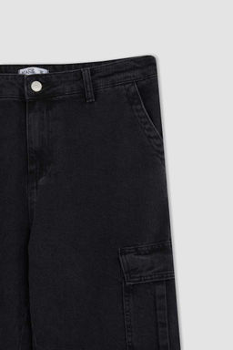 Джинсовые брюки с нормальной талией, комфортной посадкой и нормальным кроем, с карманом-карго - Defacto фото 7