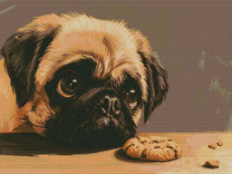 Вышивка крестиком 40х50см, Мопс и печенье