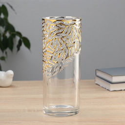Ваза «Милагрос», узоры верх, 24×9 см, стекло, прозрачная